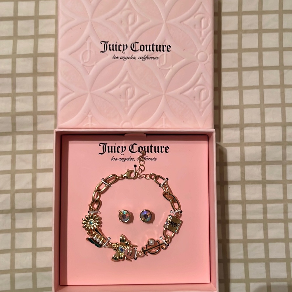 Juicy Couture matching charm bracelet with earrings